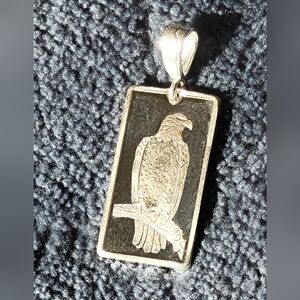 Vintage .999 Fine Silver American Eagle Pendant - 925 Silver Bail